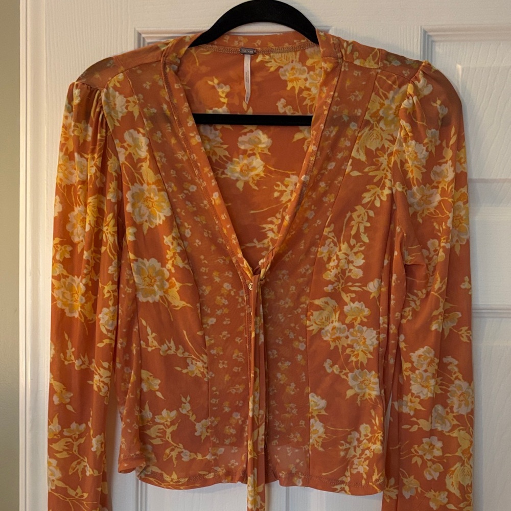 FREE PEOPLE Floral Orange Women's Top
